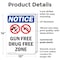 Signmission Gun Free Drug Free Zone OSHA Notice Sign, Plastic, 10in W x 14in L, 2PK OS-2PACK-NS-P-1014-V-13177 - alternate 6